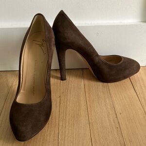 Giuseppe Zanotti brown suede platform heels 37 1/2